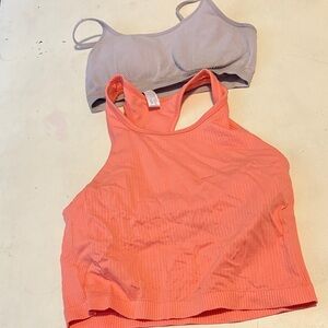 Vibrant Coral and Subtle Gray Sports Bra Set